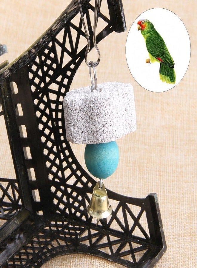 BWESOO Cute Bird Grinding Beak Calcium Stone with Bell Mineral Lava Block Trimming Teeth Chewing Toys for Chinchilla Bunny Parrot Bird Toys - Image 3